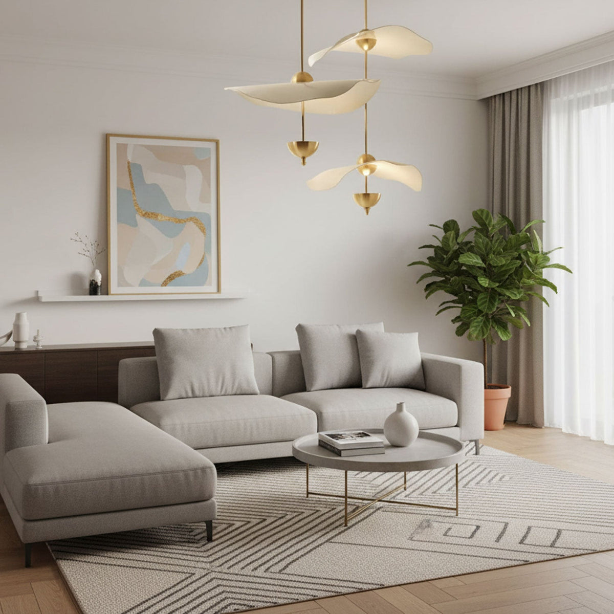 Doppelte Biscuit Hängeleuchte Weiß Gold Rund Opalweiß Acrylschirm Design Beleuchtung Dekorativ für Wohnzimmer Essbereich Schlafzimmer Modern Skandinavisches Interieur | Sansoti