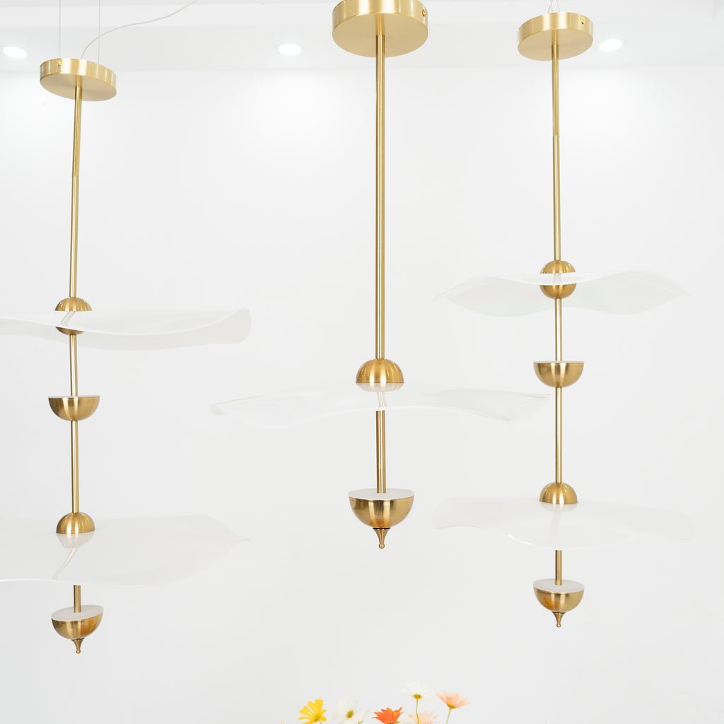 Doppelte Biscuit Hängeleuchte Weiß Gold Rund Opalweiß Acrylschirm Design Beleuchtung Dekorativ für Wohnzimmer Essbereich Schlafzimmer Modern Skandinavisches Interieur | Sansoti
