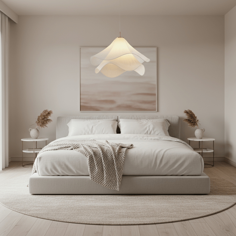 Layered pleated shade pendant lamp — Petal-like light gold fitting E26/E27 sloped-ceiling mounting | Sansoti
