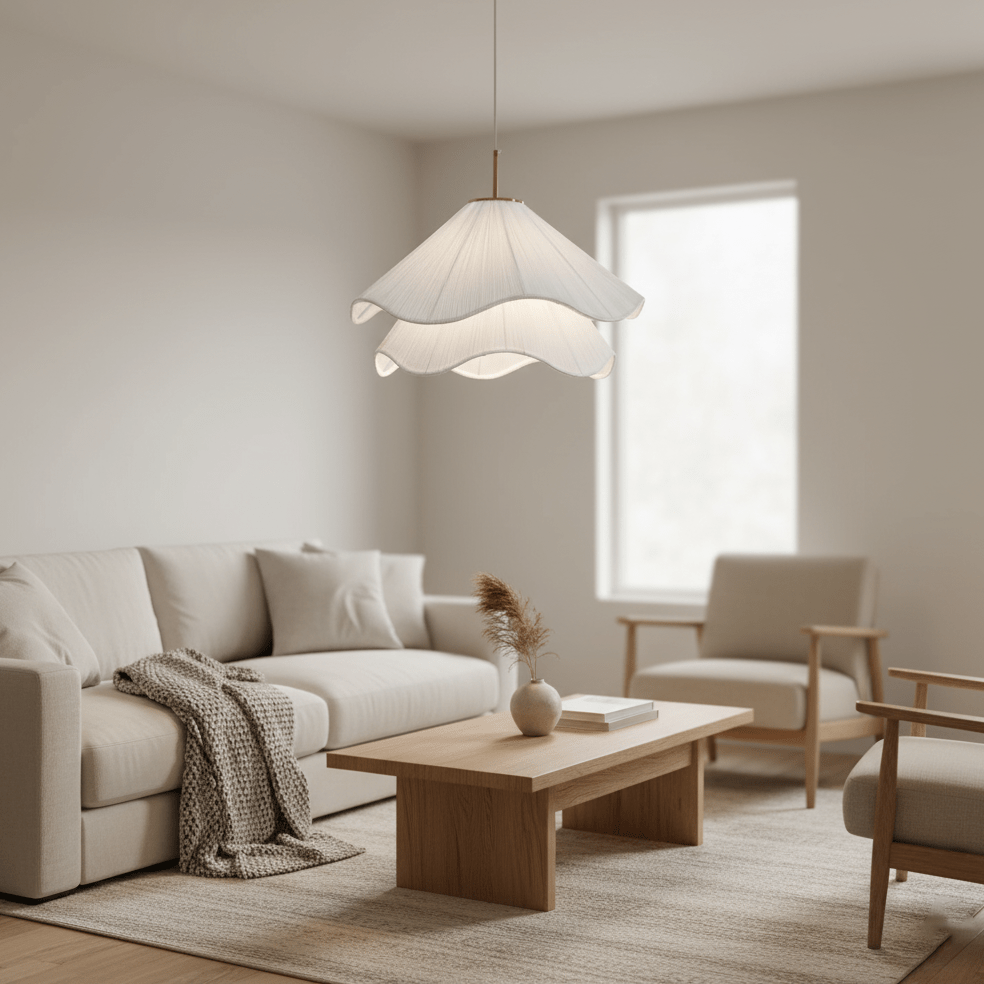 Layered pleated shade pendant lamp — Petal-like light gold fitting E26/E27 sloped-ceiling mounting | Sansoti