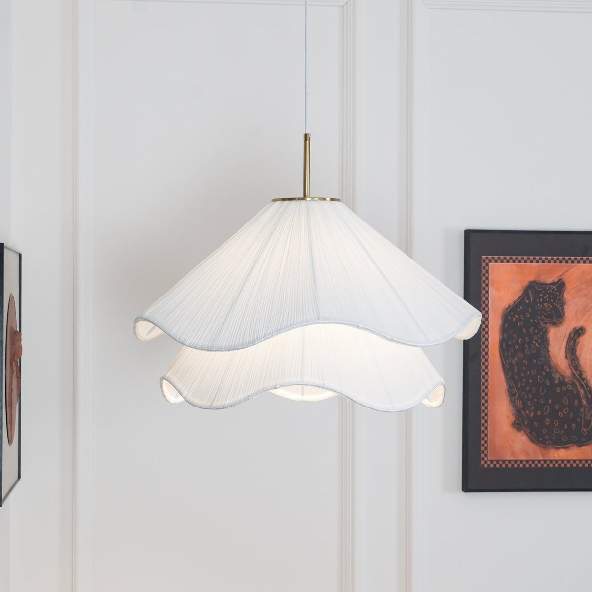 Layered pleated shade pendant lamp — Petal-like light gold fitting E26/E27 sloped-ceiling mounting | Sansoti