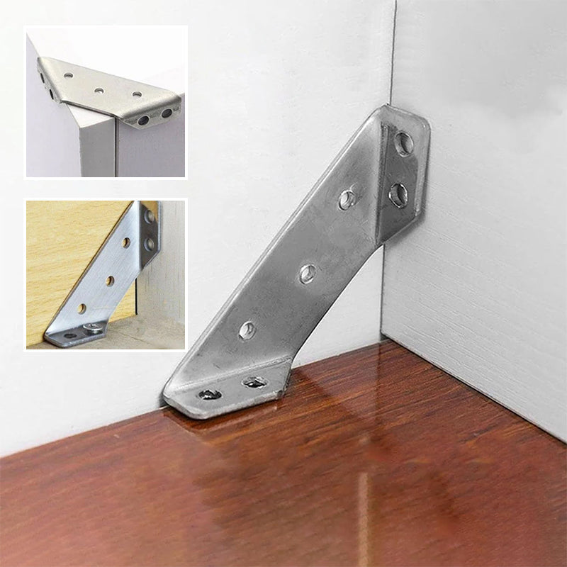 Triangular Furniture Reinforcer Set Stability Aid for Cabinets Tables Chairs Shelves 10 Pieces Stainless Steel Corner Brackets | Sansoti