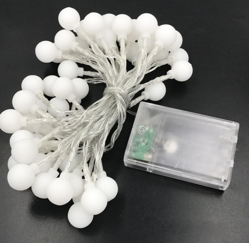 Guirnalda de luces LED decorativas para interior y exterior, blanco cálido, estrellas, flores y bolas, para dormitorio | Sansoti