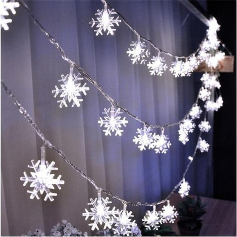 Guirnalda de luces LED decorativas para interior y exterior, blanco cálido, estrellas, flores y bolas, para dormitorio | Sansoti