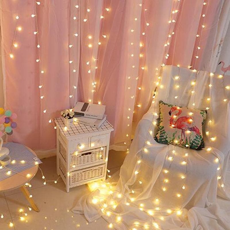 Guirnalda de luces LED decorativas para interior y exterior, blanco cálido, estrellas, flores y bolas, para dormitorio | Sansoti