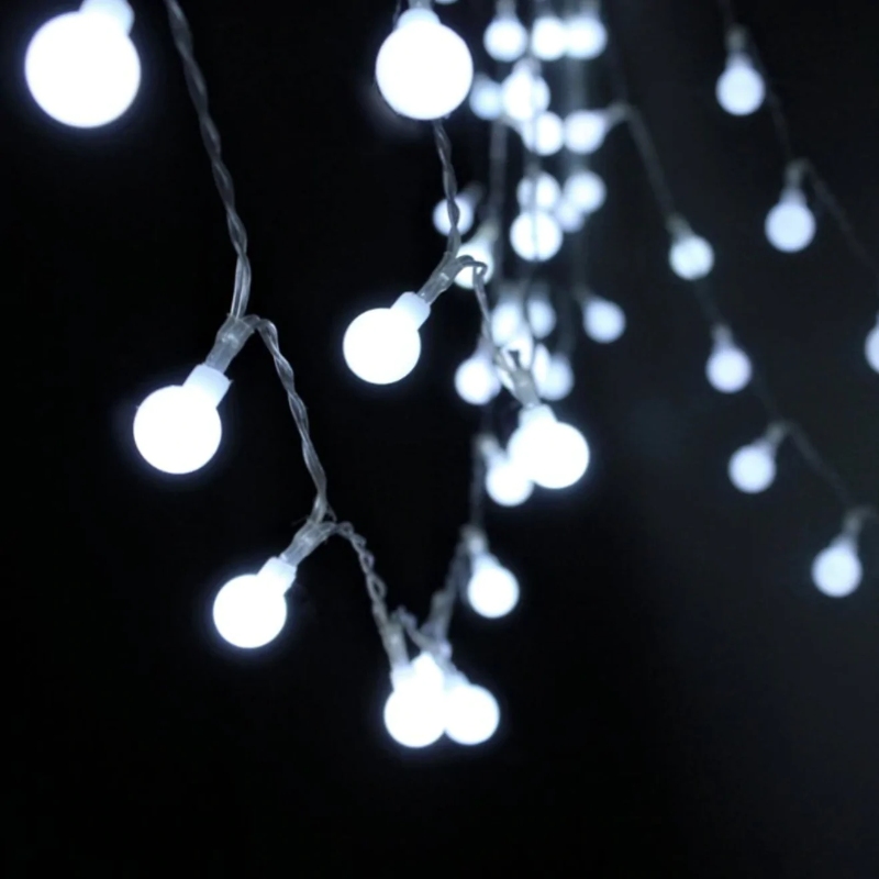 Guirnalda de luces LED decorativas para interior y exterior, blanco cálido, estrellas, flores y bolas, para dormitorio | Sansoti
