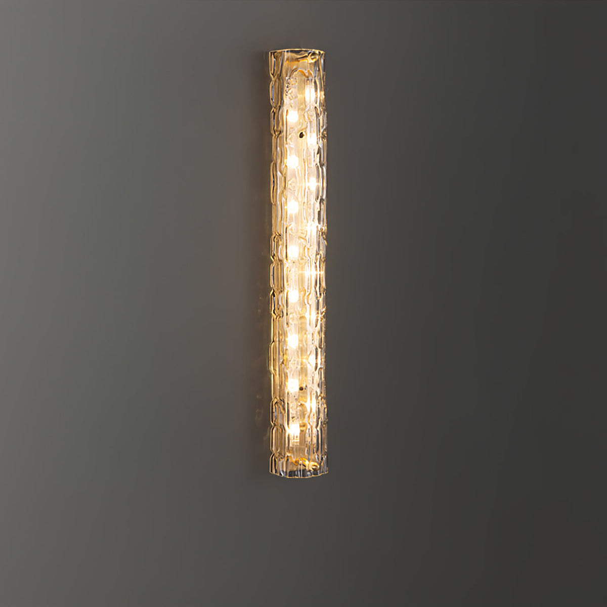 Glas-Wandleuchte aus messingfarbenem Metall, integrierte LED 3000K-6000K, dimmbare integrierte Beleuchtung, Wohnzimmer | Sansoti