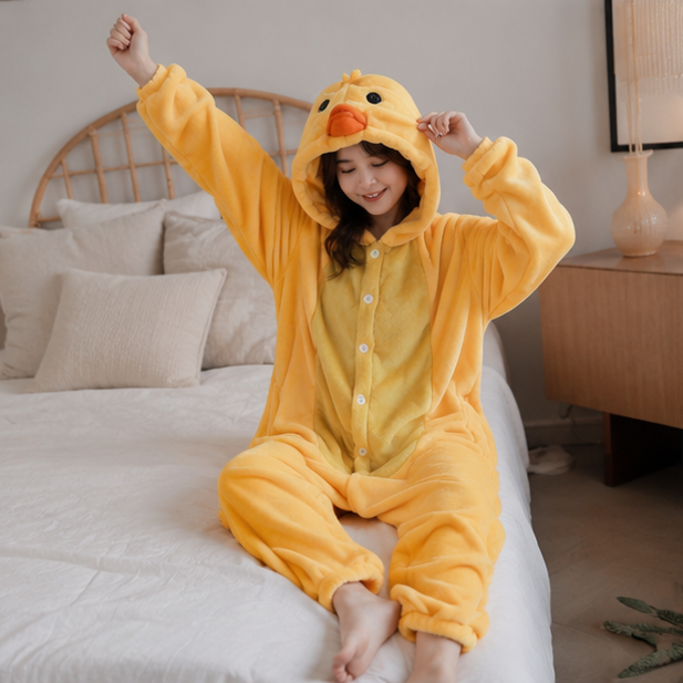 Kapibara-Flanell-Onesie mit Kapuze für Kinder – Weicher Jumpsuit für Verkleidungspartys und Themenfeiern | Sansoti