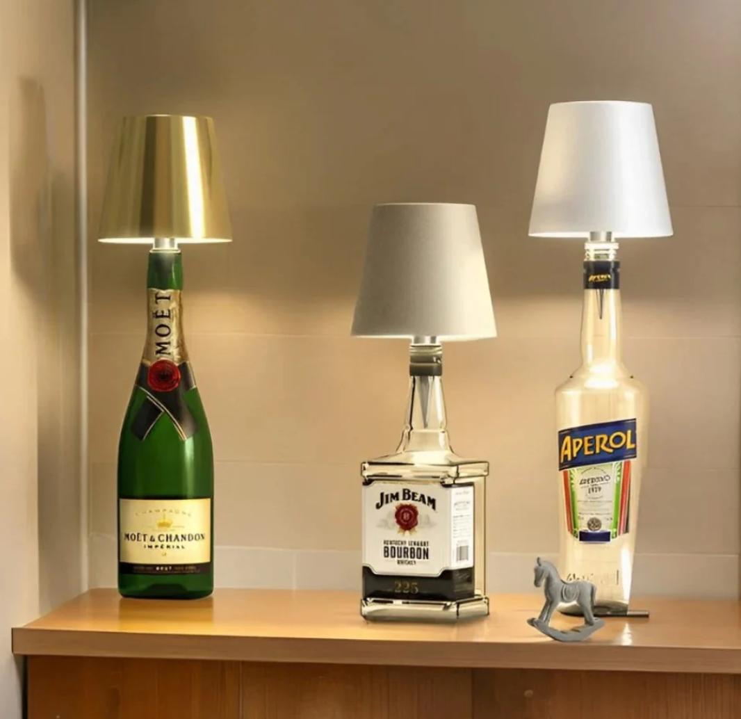 LED Bottle Lamp Rechargeable Aluminum Warm White Mood Lamp USB-C Designer Interior Decorative Table Lamp | Sansoti