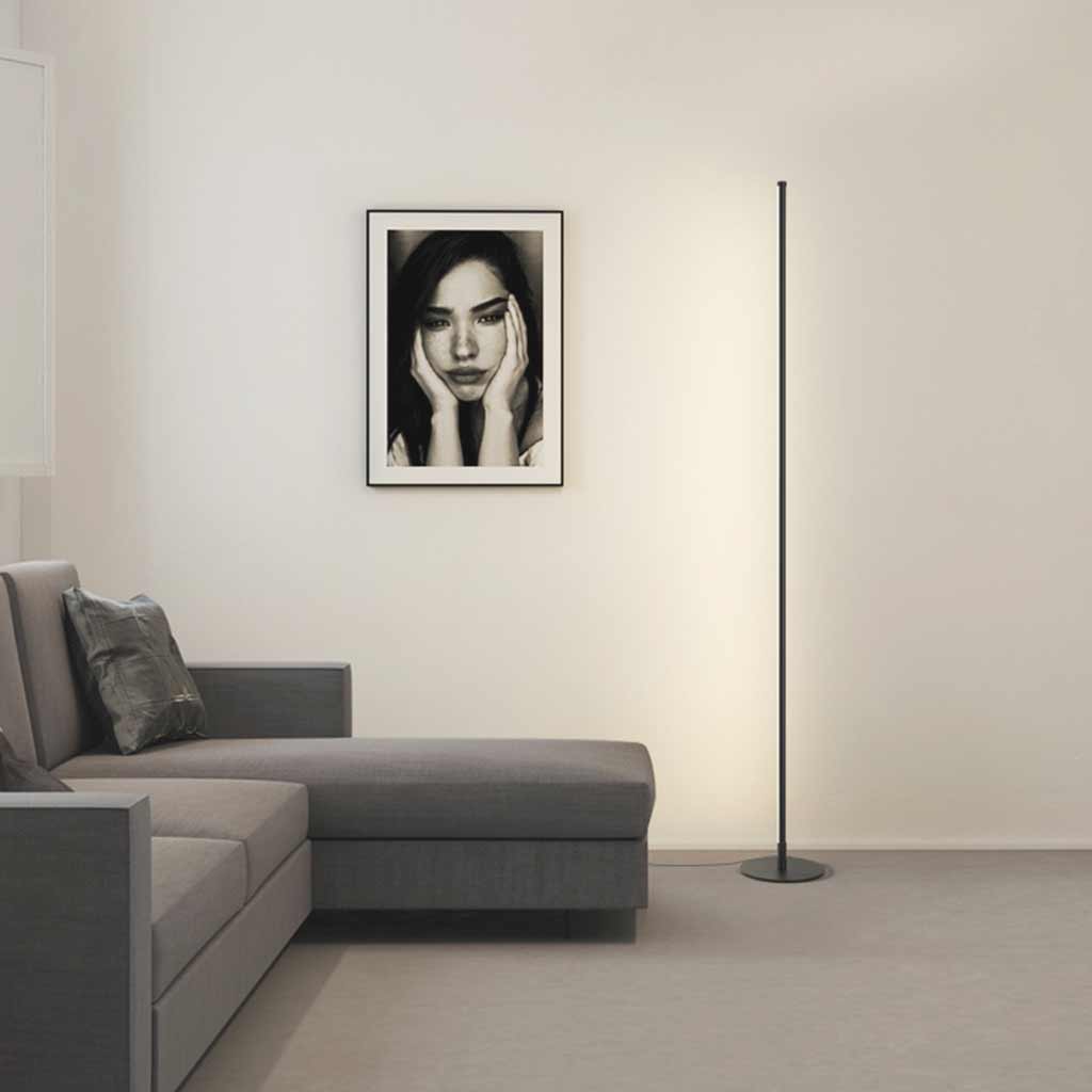Slim Freestanding LED Lamp Dimmable with Remote Control Aluminum Iron Acrylic Black White Modern Minimalist | Sansoti