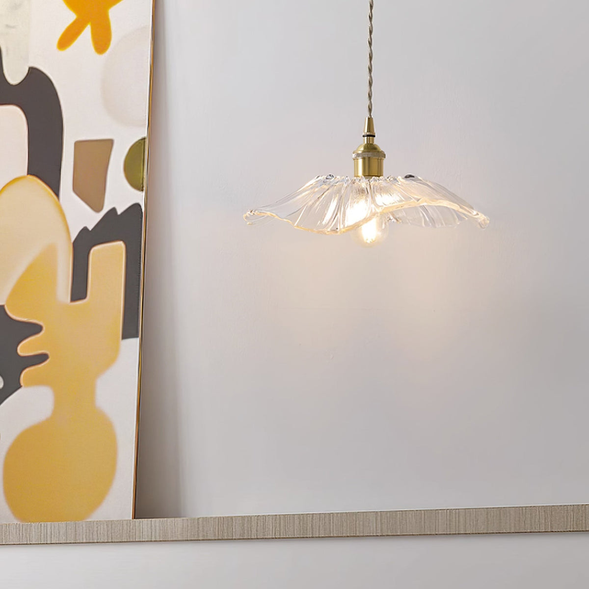 Glazen Bloemplafond- en Hanglamp met Messing Binnenlicht Retro Design Scandinavisch Eetkamer Slaapkamer | Sansoti