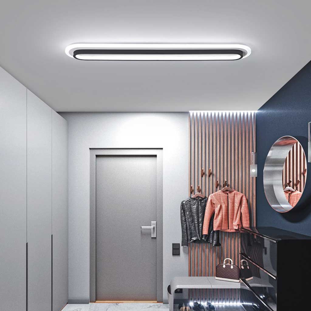 Oval LED Flush-Mount Ceiling Light Minimalist Design Black White for Hallway Entrance Balcony Hall Living Space | Sansoti