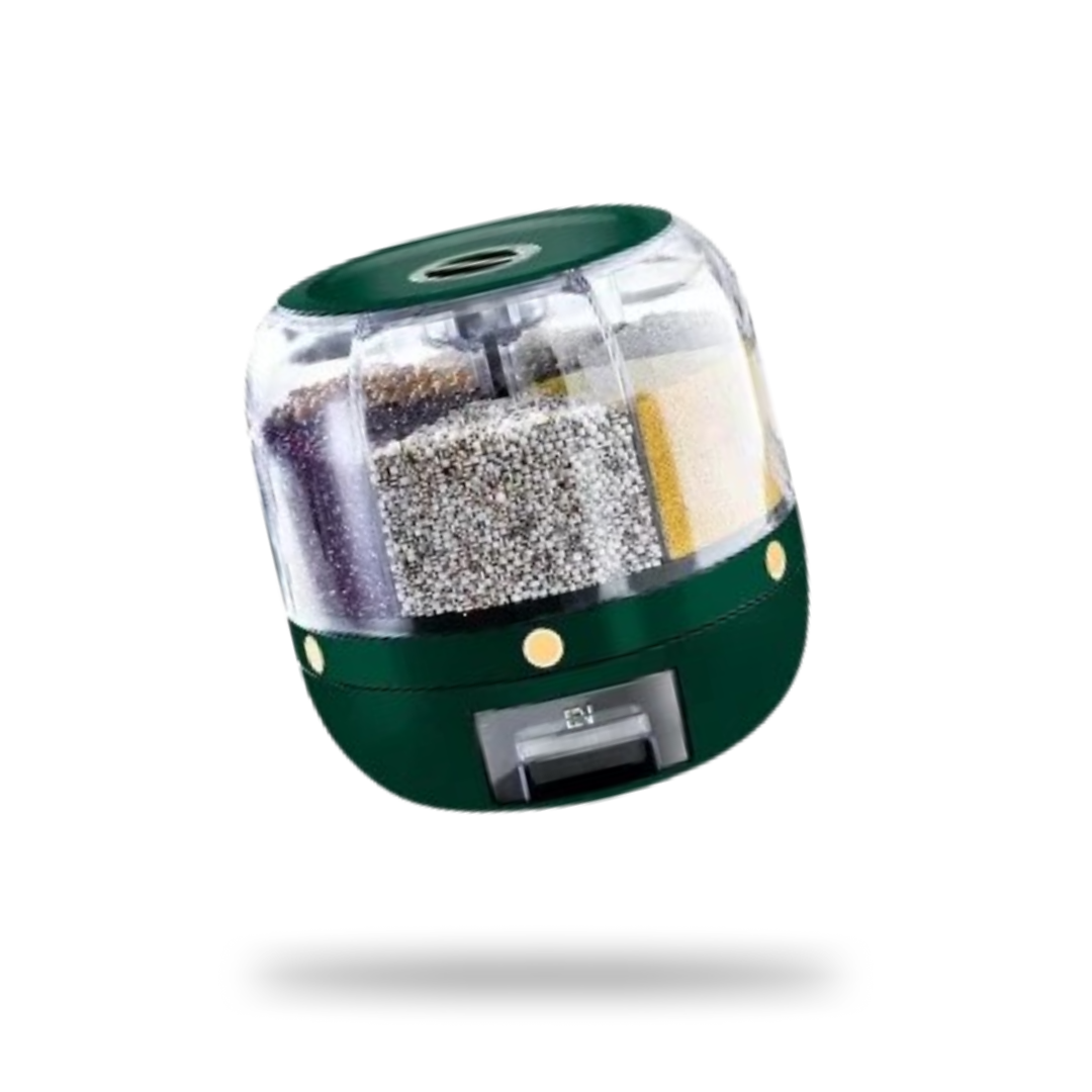 Boîte de conservation avec distributeur pour aliments secs – Organisateur de cuisine à 6 compartiments distributeur de céréales boîte de rangement avec couvercle | Sansoti