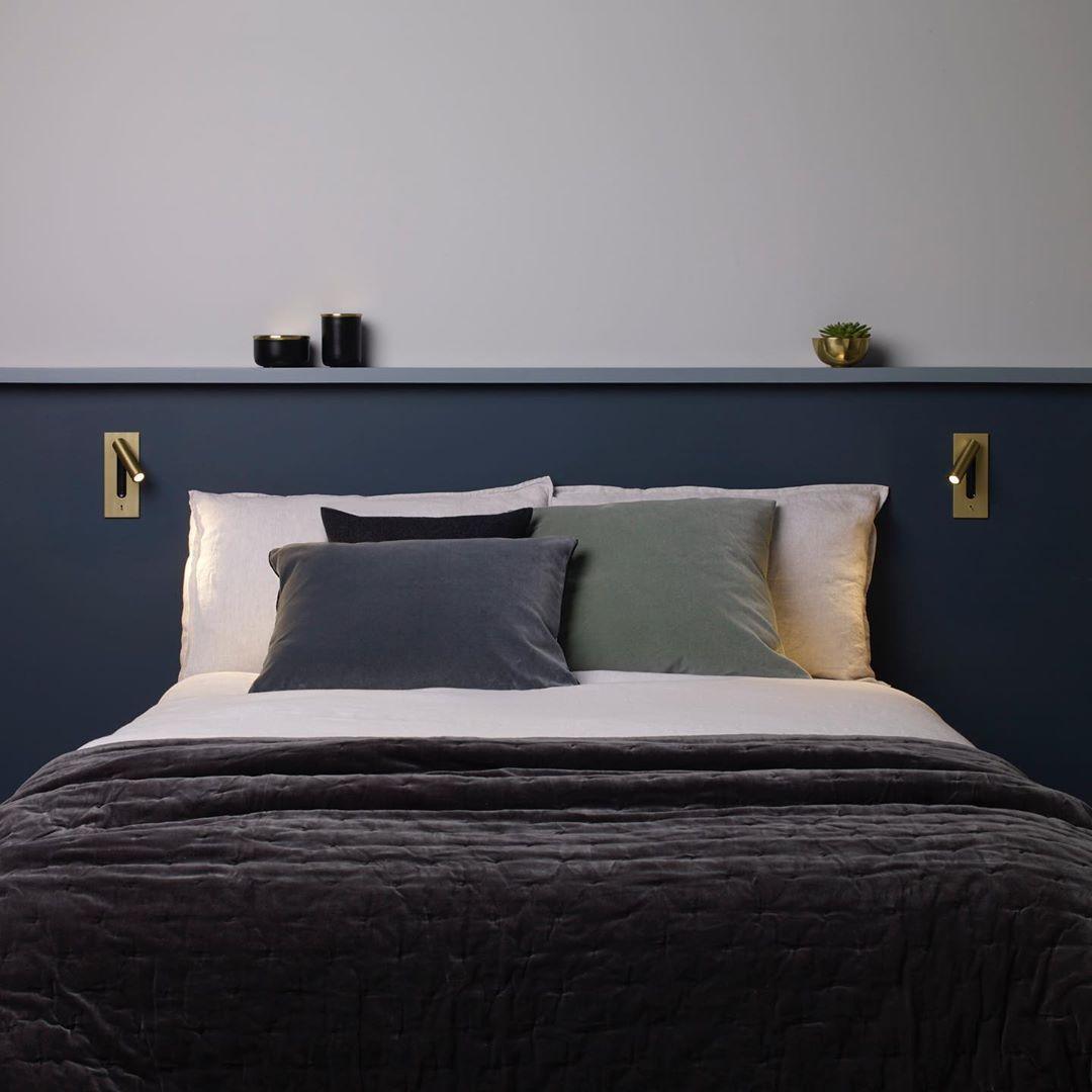 Bedroom Wall Lamp LED Swing Arm Dimmable Adjustable Reading Light with Switch Aluminum Bronze Black Bedside Lamp | Sansoti