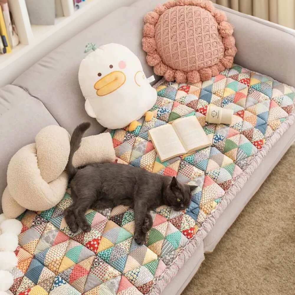 Cotton sofa cover with quilted protective layer 60x180cm non-slip furniture protector seat covers in various colors | Sansoti