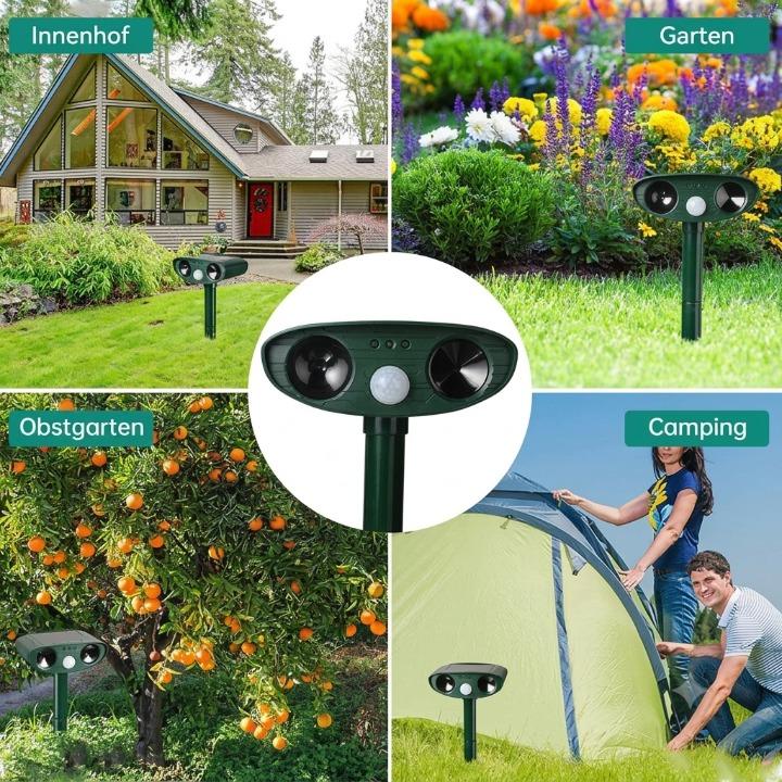 Tierschreck mit Solarenergie – PIR-Bewegungssensor 110°, Reichweite 9m, IP44 Wetterfest für Garten und Hof | Sansoti