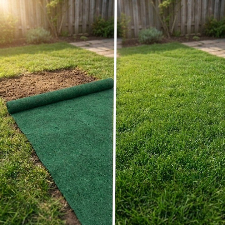 Gazon Kale Plekken Herstellen Grasmat Biologisch Afbreekbaar 2 Stuks 300 x 20 cm Totaal 1,2 m2 Graszaad Doek | Sansoti