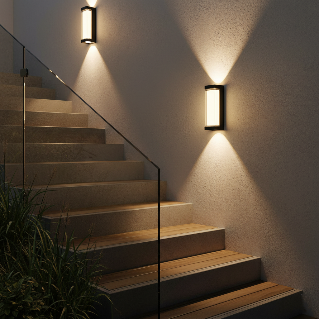 Lámpara exterior LED up down IP65 impermeable negra blanca para fachada 10W | Sansoti