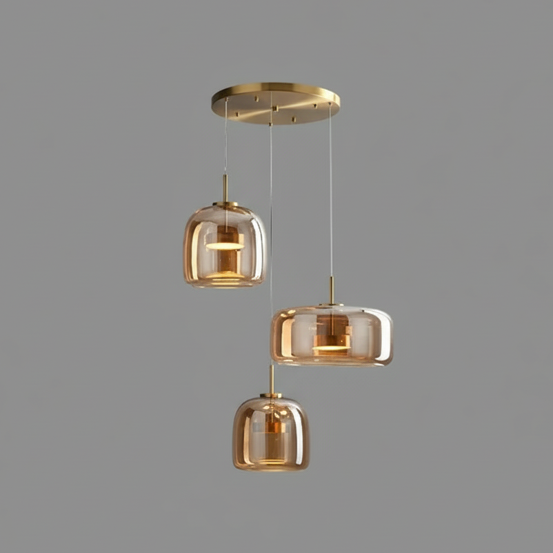 Glazen Hanglamp Handgeblazen Rookglas Amber LED Eettafel Woonkamer Plafondverlichting Zwevend Design Modern | Sansoti