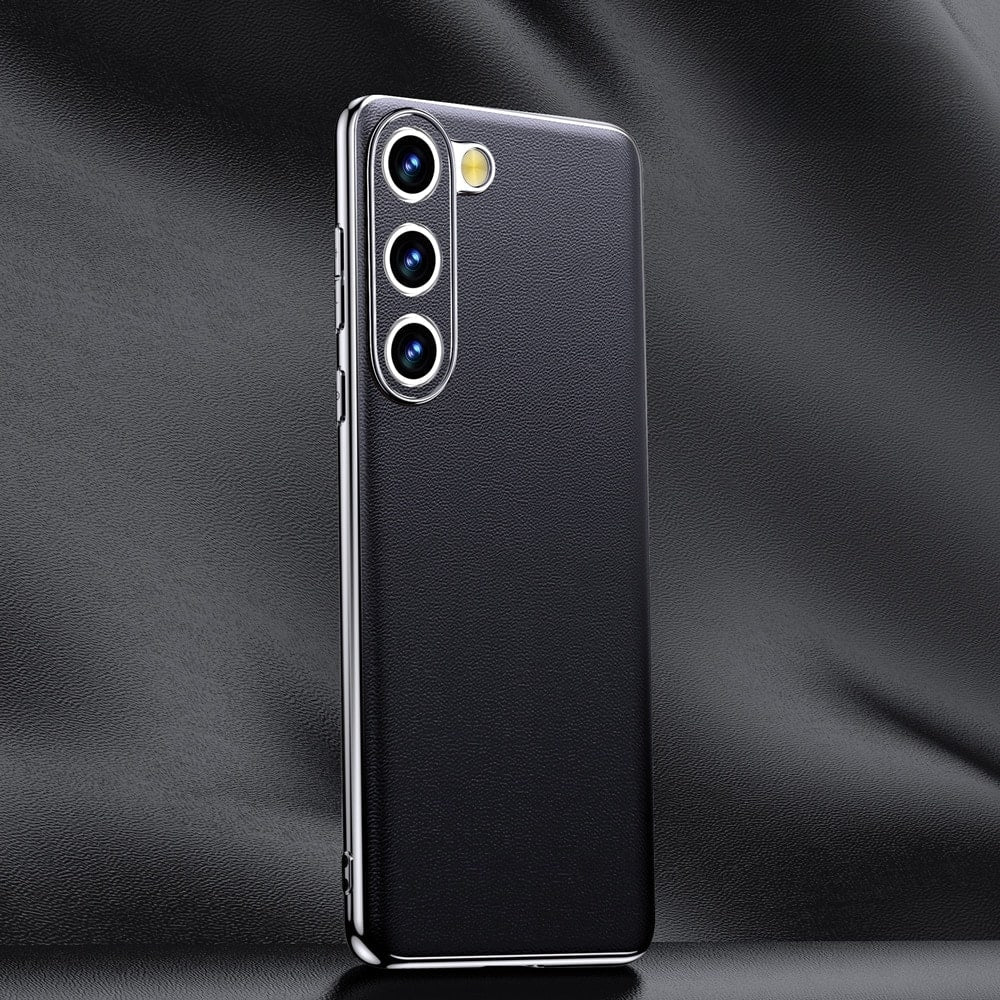 Smartphone-Hülle aus echtem Rindsleder mit metallisierten Seiten für Samsung Galaxy S21–S25 und Note 20, kabelloses Laden | Sansoti