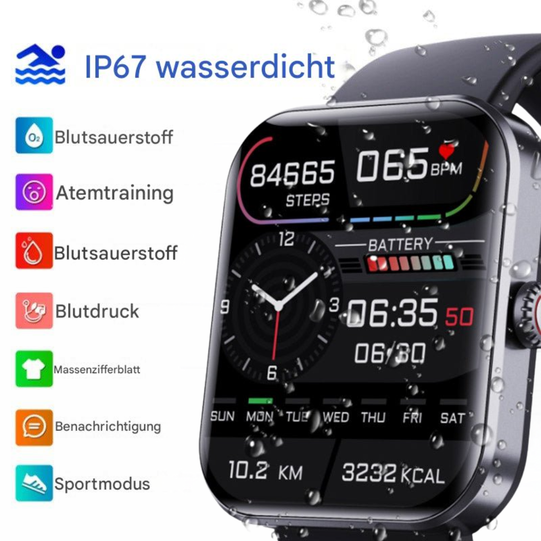 Smartwatch Glucosemeter Non-invasief Bloedsuiker Hartslagmeter Bloeddruk Zuurstofmeting Slaapmonitor | Sansoti