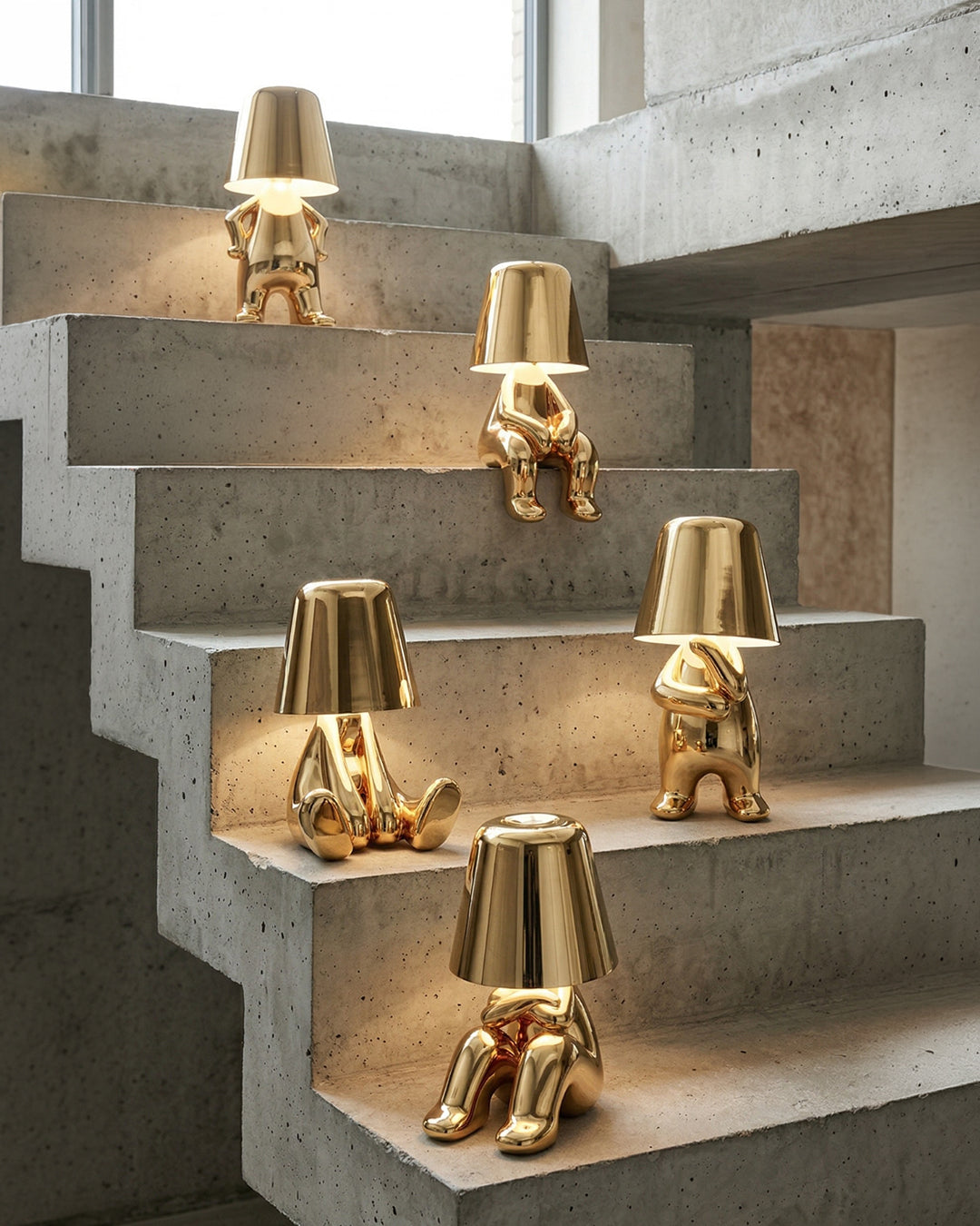 Lampe de table en métal sculpture figure lumière d’ambiance tactile dimmable LED veilleuse or argent design moderne décoratif | Sansoti