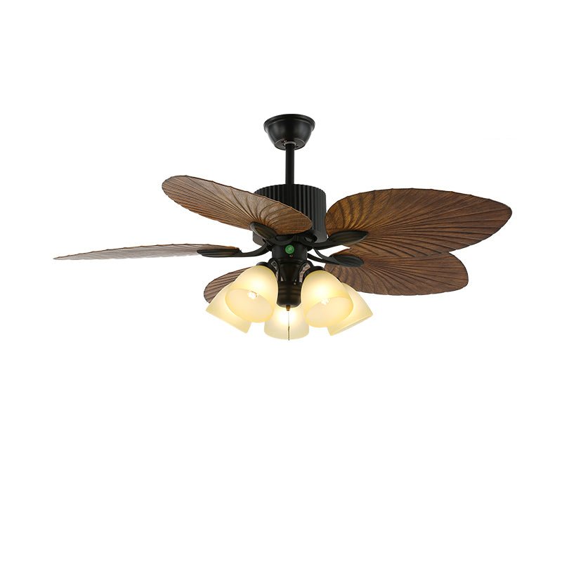 Ventilateur de plafond en bois tropical avec éclairage – télécommande 6 vitesses | Sansoti