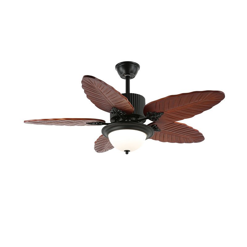 Tropical ceiling fan with lighting and remote control – Natural design with glass shade | Sansoti