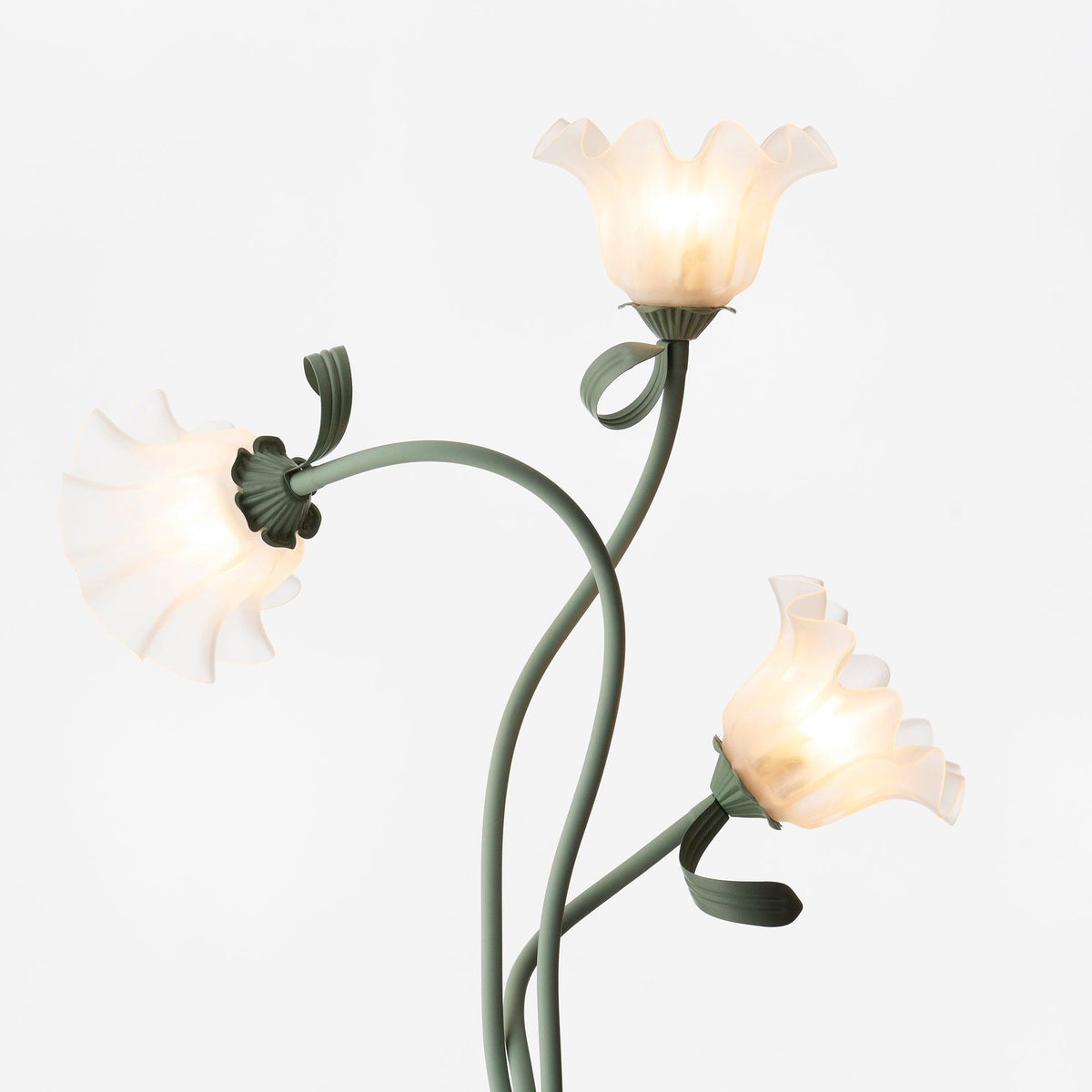 Stehlampe Blumen-Design Grün Weiß Metall 170cm 2-3-flammig LED Stimmungslicht Wohnzimmer Schlafzimmer | Sansoti