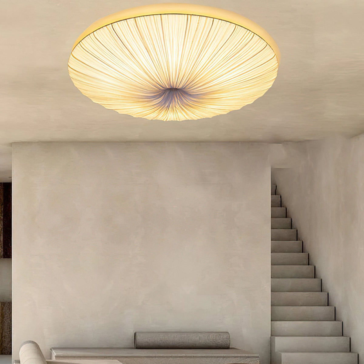 Quasten-Deckenlampe mit Fransen-Detail, beiger Stoff, Eisen, warmes diffuses Licht, moderne Deckenleuchte für Esszimmer, Schlafzimmer, Eingangsbereich | Sansoti