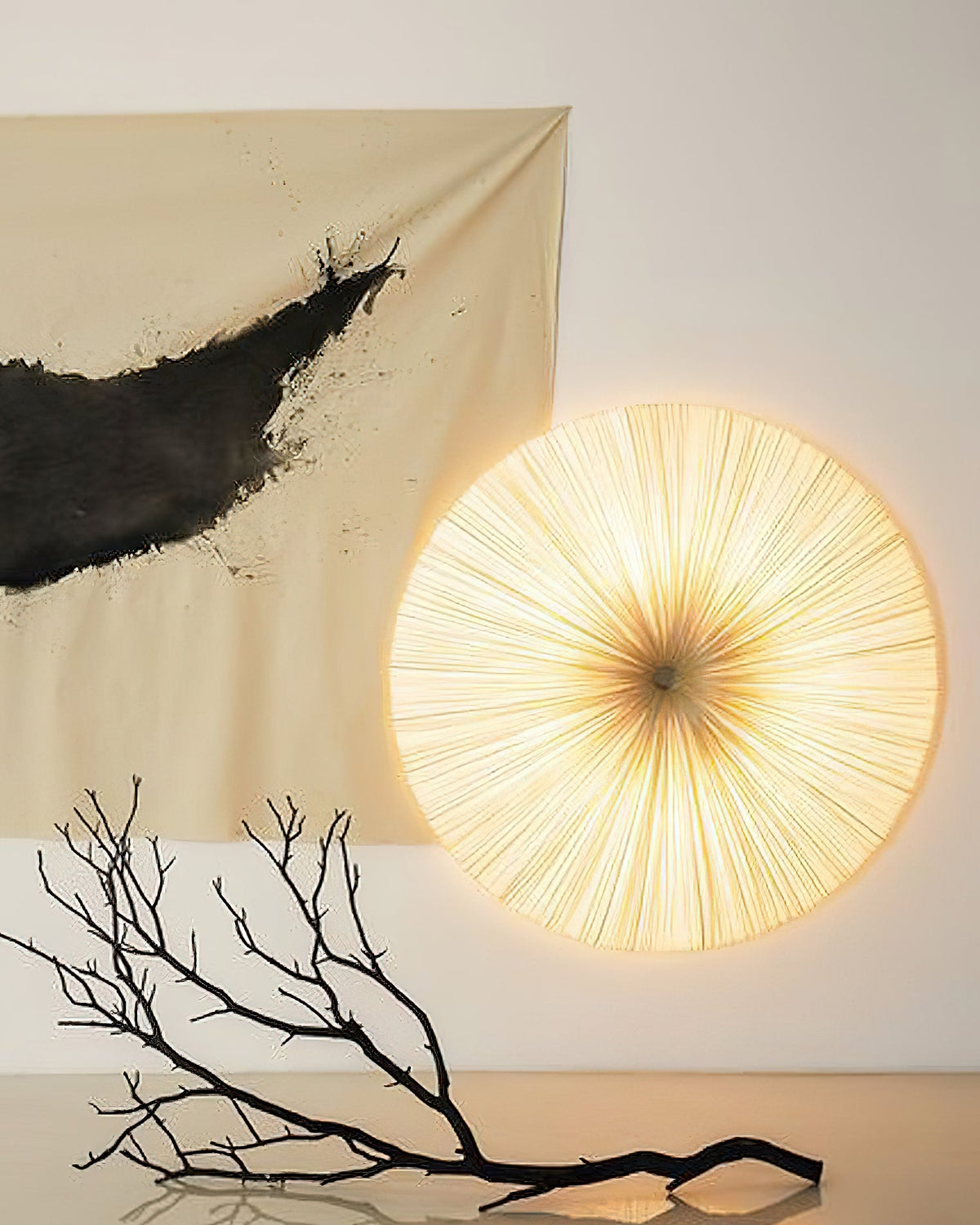 Quasten-Deckenlampe mit Fransen-Detail, beiger Stoff, Eisen, warmes diffuses Licht, moderne Deckenleuchte für Esszimmer, Schlafzimmer, Eingangsbereich | Sansoti