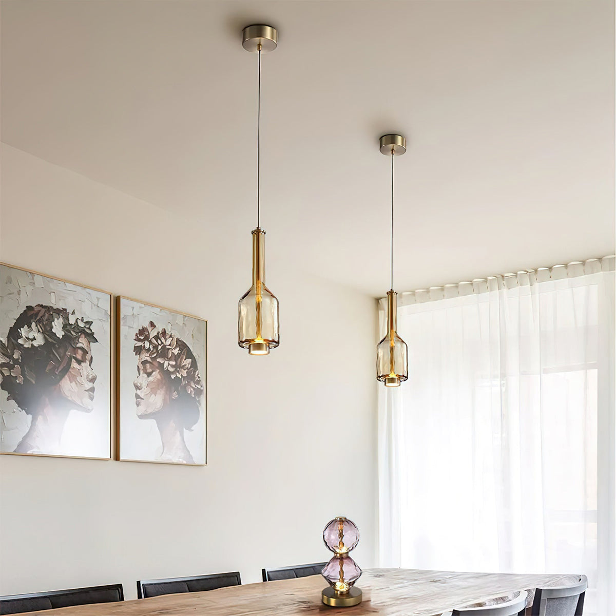 Pendant Lamp with Colored Glass Globe – Modern Design for Dining Room and Kitchen | Sansoti