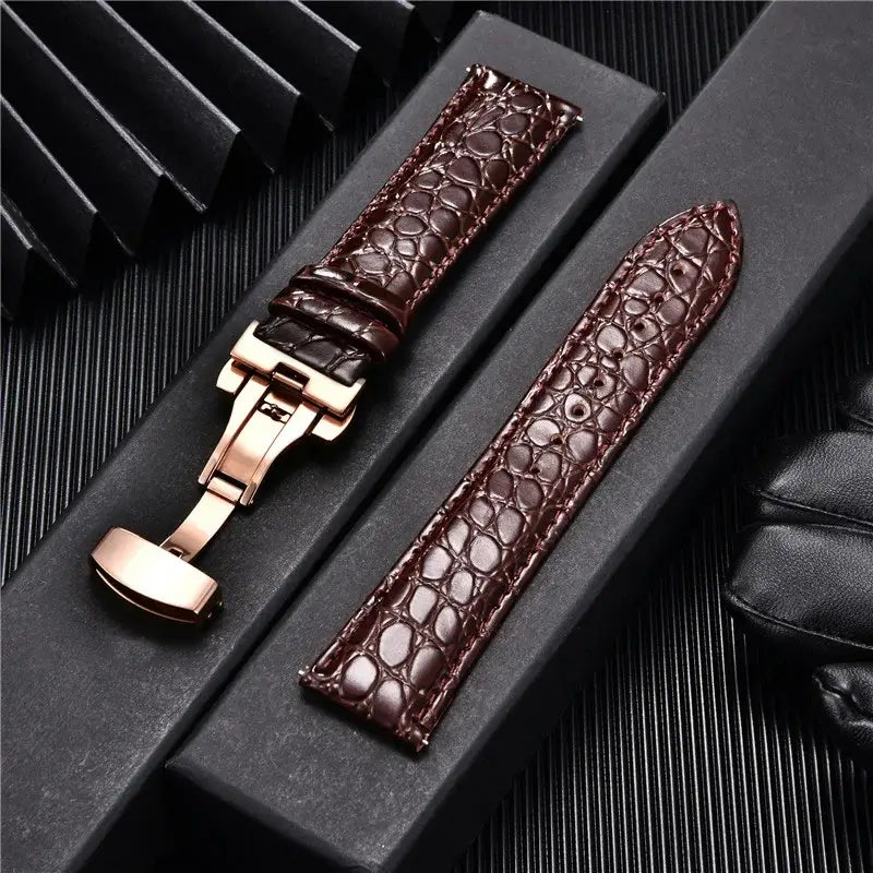 Crocodile-Print Leather Smartwatch Band Premium Leather Moisture-Resistant Sport Band Elegant Adjustable Wristband | Sansoti