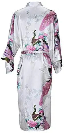 Satijnen Ochtendjas Kimono Dames Bloemenprint Kort Luxe Badjas Bruidsfeest Huiskleding Nachtkleding Loungewear | Sansoti