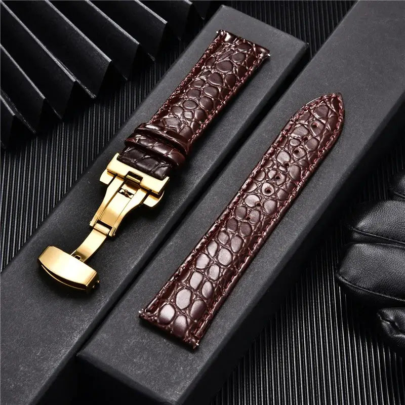 Crocodile-Print Leather Smartwatch Band Premium Leather Moisture-Resistant Sport Band Elegant Adjustable Wristband | Sansoti