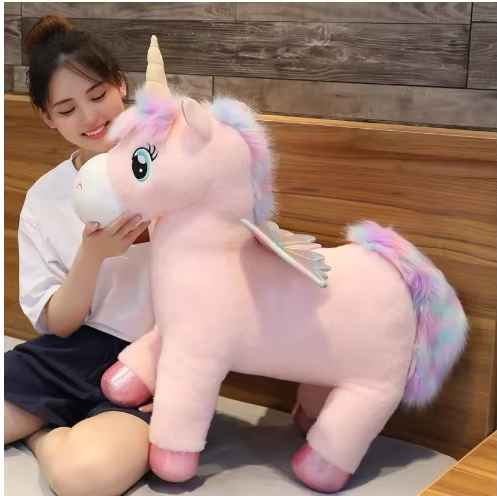 Plüsch-Einhorn-Kuscheltier XXL, weiches Füllspielzeug für Kinder, Fantasie-Dekoration fürs Schlafzimmer, Geschenk | Sansoti