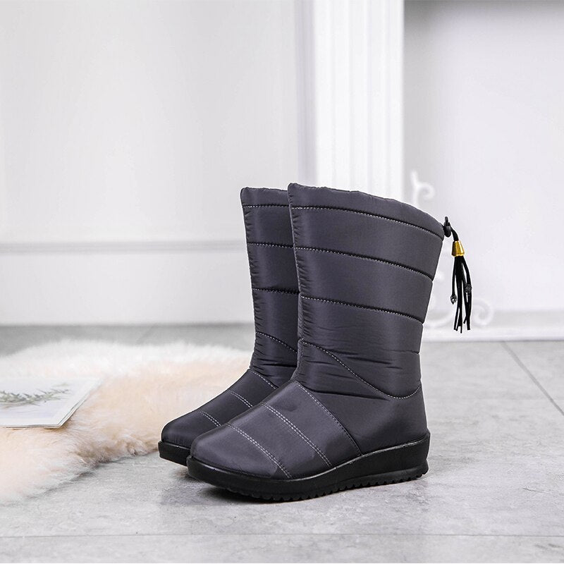 Gevoerde Waterdichte Winterlaarzen Dames met Antislipzool – Warme Polyester Snowboots voor Brede Voeten | Sansoti