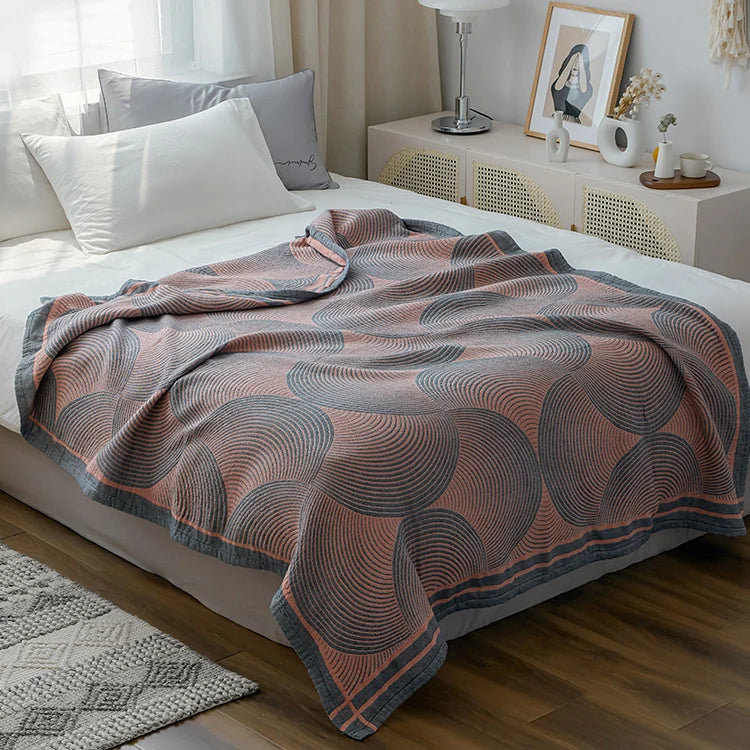 Katoenen Zomerplaid Vierlaagse Mousseline Deken 150×200 200×230 Ademend Gestreept Bed Bank Sofa Licht | Sansoti