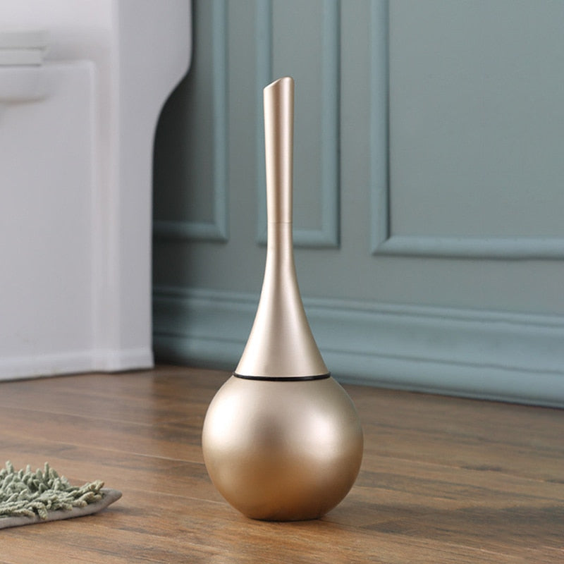 Toilet Brush with Removable Inner Container Gold Stainless Steel Bathroom Holder Hygienic Design WC Brush Toilet Accessory | Sansoti
