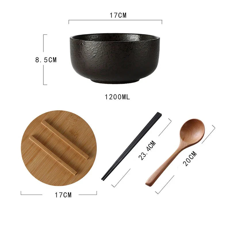 Keramik-Schalenset 4-teilig – Moderne handwerkliche Schalen für Suppe, Ramen und Salat | Sansoti