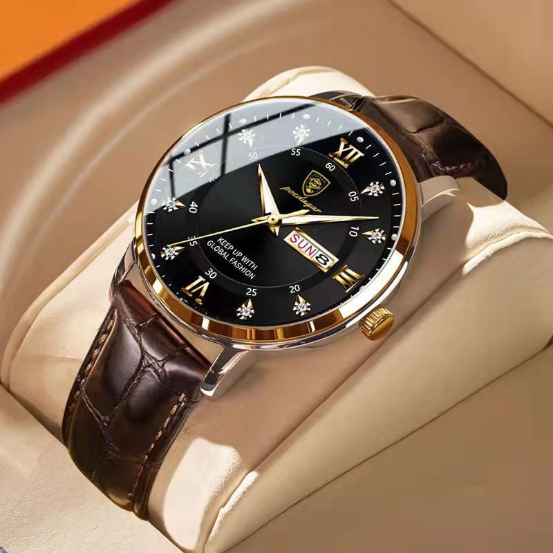 Reloj de hombre con esfera luminosa, acero, resistente al agua hasta 30m, movimiento de cuarzo, correa cómoda y aspecto elegante | Sansoti