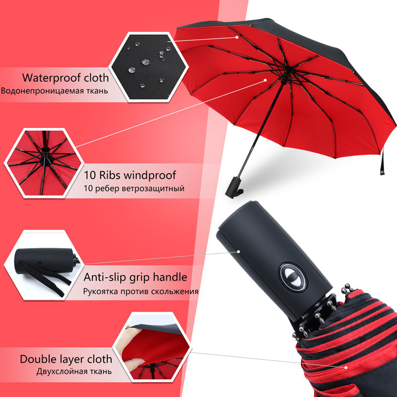 Omkeerbare Paraplu met Automatische Opening Windbestendig UV-Bescherming Dubbele Laag voor Regen en Storm | Sansoti