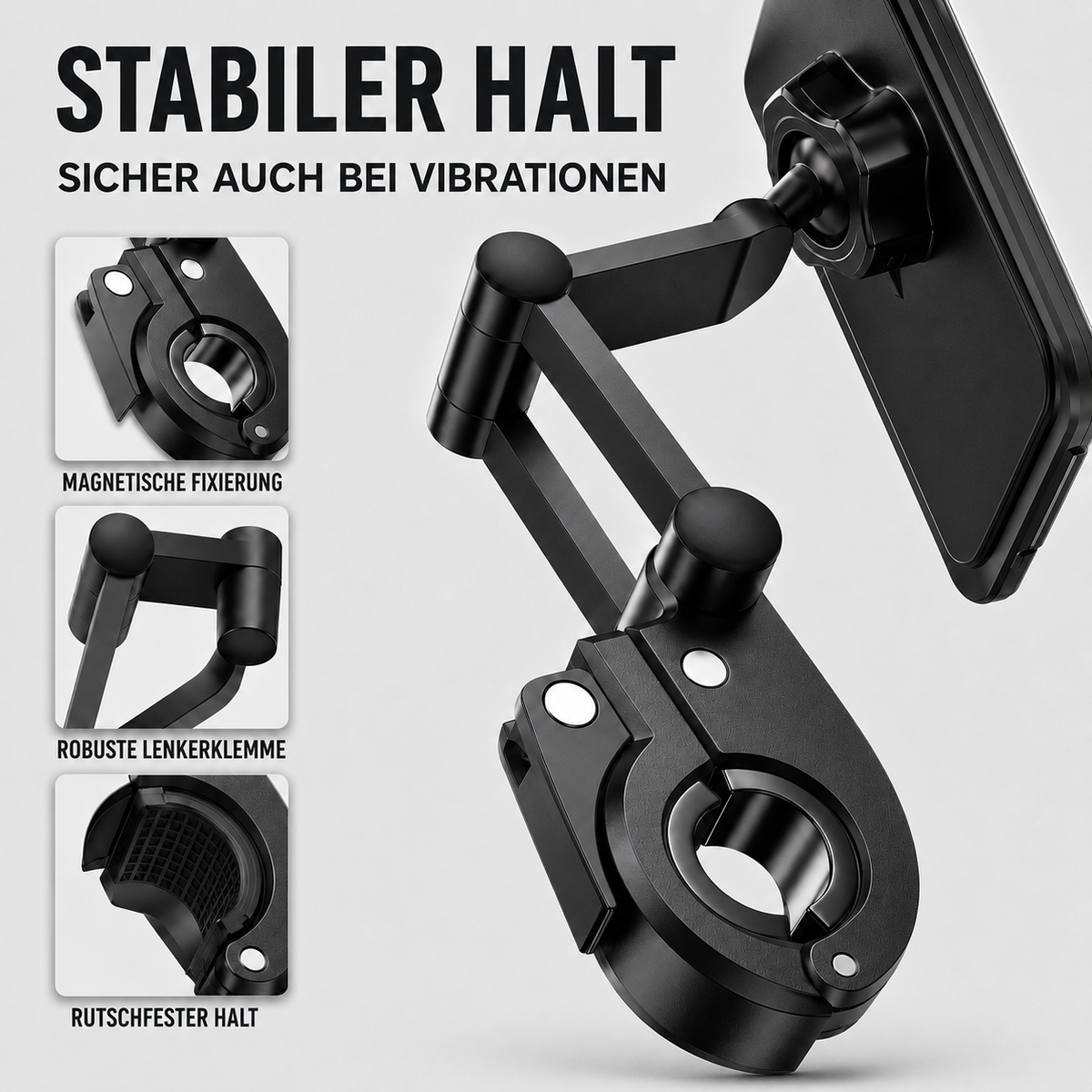 Smartphone Houder Motorfiets Waterdicht 360° Draaibaar Fiets Telefoonhouder Stuurmontage Universeel Zwart | Sansoti