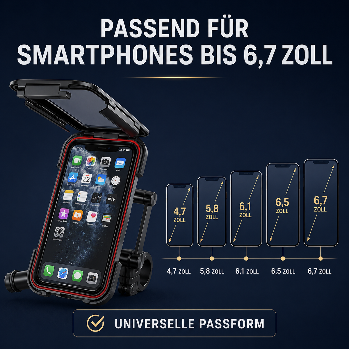 Smartphone Houder Motorfiets Waterdicht 360° Draaibaar Fiets Telefoonhouder Stuurmontage Universeel Zwart | Sansoti