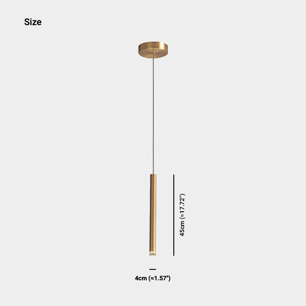 Goldene Pendelleuchte mit schlanker LED-Röhre, verstellbar, 3 Lichttemperaturen, modernes minimalistisches Design aus Aluminium | Sansoti