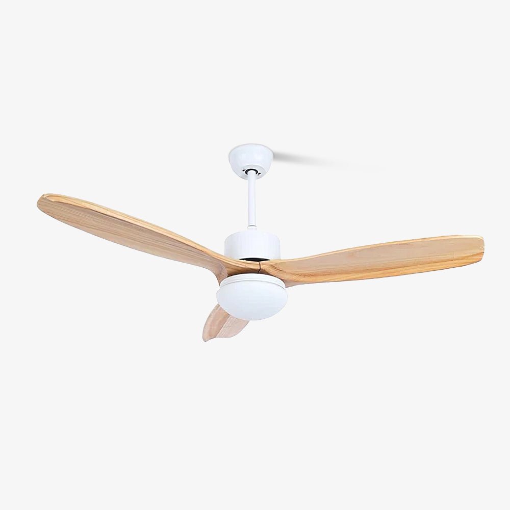 Skandinavischer Deckenventilator mit Beleuchtung Elegance Naturel – Quadratische Holzflügel mit LED-Lampe & Fernbedienung | Sansoti