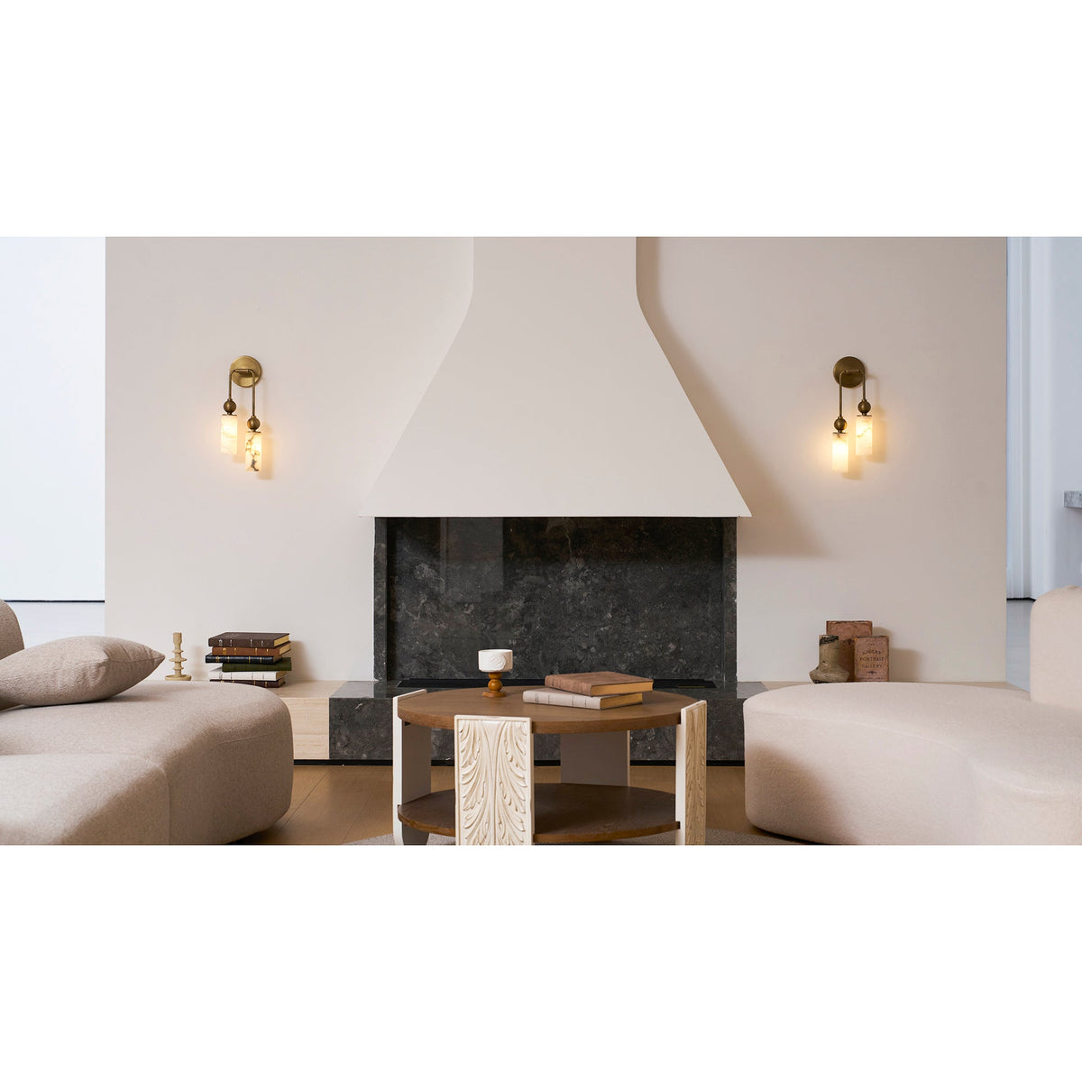 Vintage-Wandlampe mit Vogel in Messing und Alabaster – Design-Wandlampe für Schlafzimmer, Flur und Wohnzimmer mit E14-Fassung | Sansoti