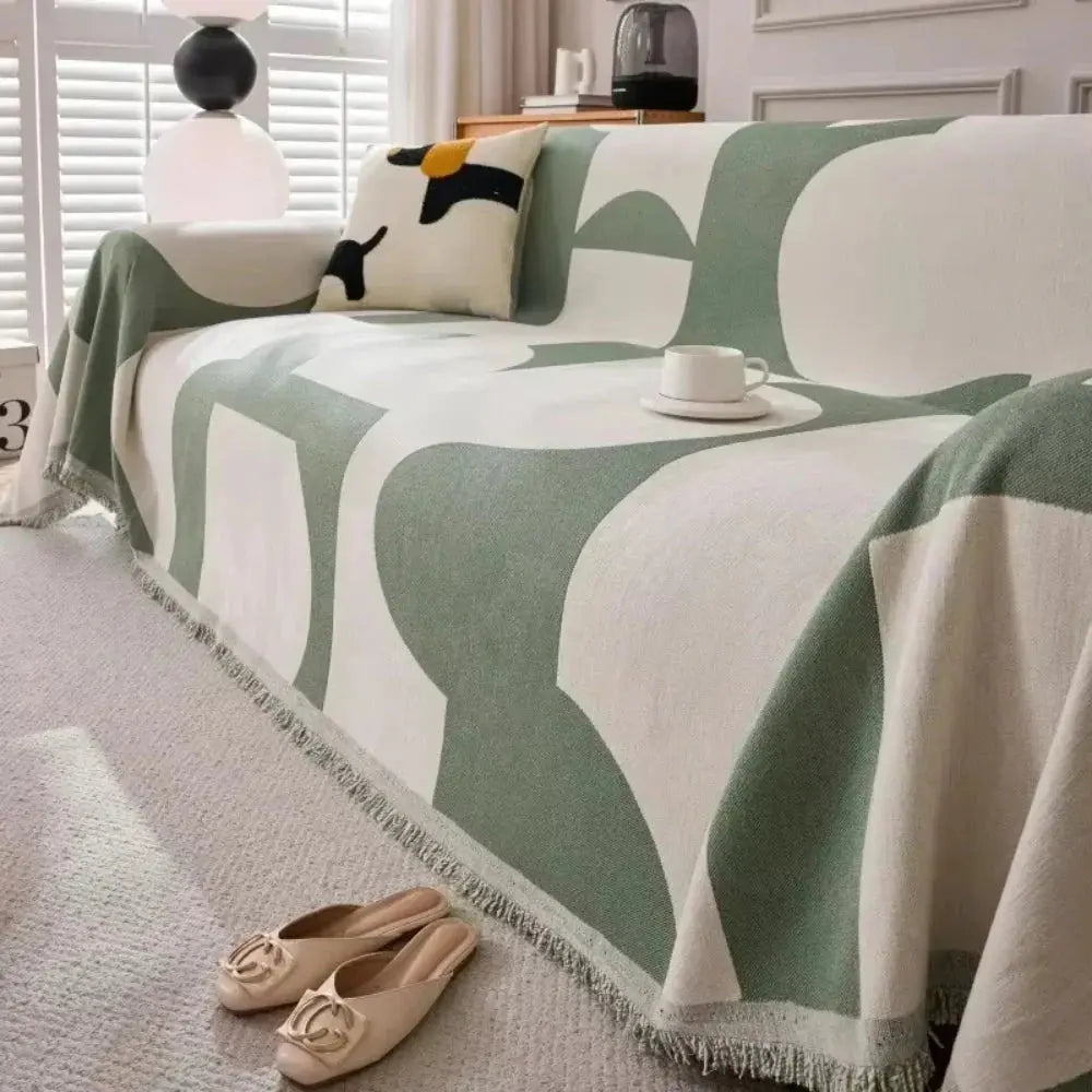 Soft Chenille Plaid Sofa Throw – Checkered Pattern – Lightweight Blanket for Sofa and Bedroom | Sansoti
