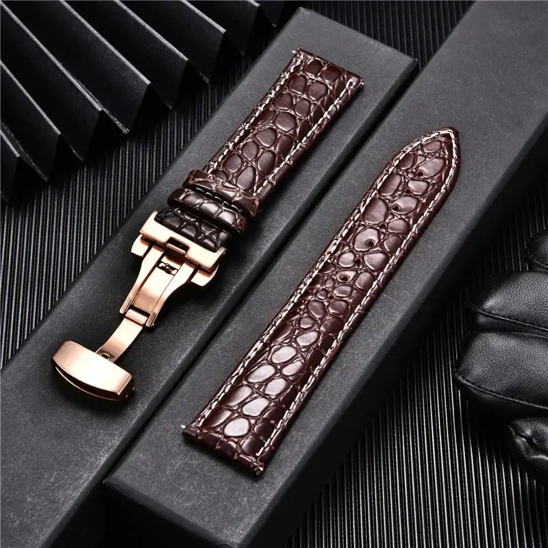 Crocodile-Print Leather Smartwatch Band Premium Leather Moisture-Resistant Sport Band Elegant Adjustable Wristband | Sansoti