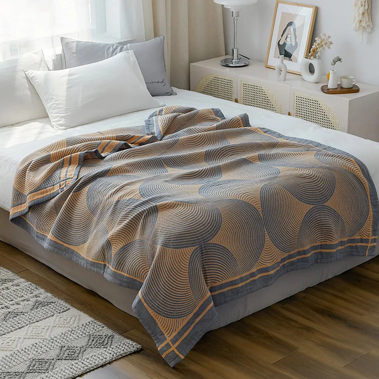 Katoenen Zomerplaid Vierlaagse Mousseline Deken 150×200 200×230 Ademend Gestreept Bed Bank Sofa Licht | Sansoti